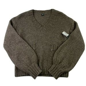 Eleventy Brown Yak Wool Pockets Oversized Fit Womens Sweater Size XS NWT